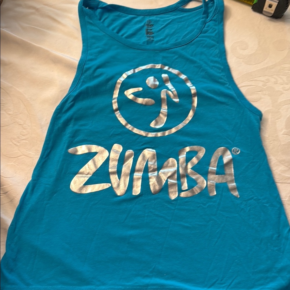 Zumba Fitness Teal Tank Top with Silver Logo